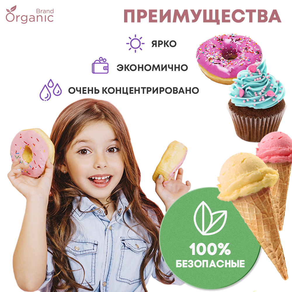 Гелевые пищевые красители ORGANIC BRAND 8 шт для торта крема мастики кондитерских изделий на пасху масленицу набор - фото 4