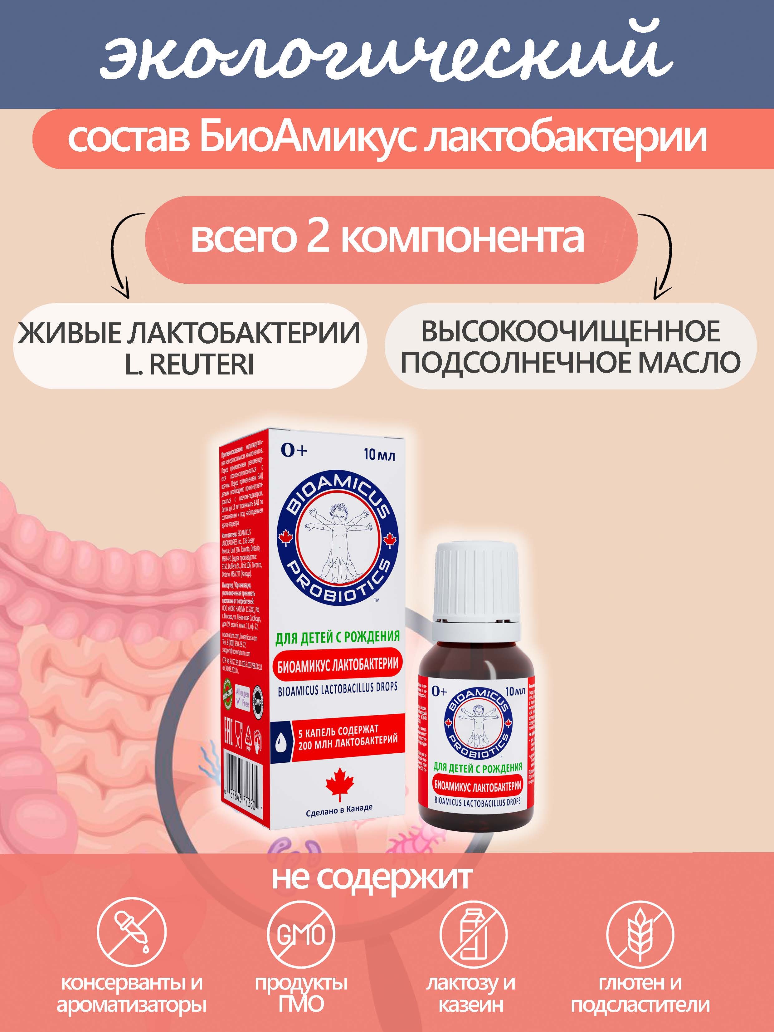 Пробиотик Лакто Реутери BioAmicus В каплях с рождения 10 мл - фото 3