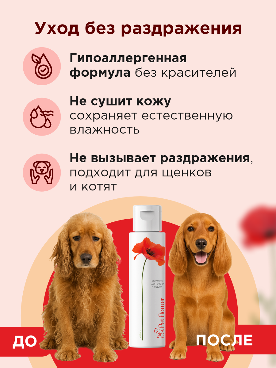 Шампунь для кошек и собак GOODR Pet Flower универсальный с ароматом Мака 250 мл - фото 4