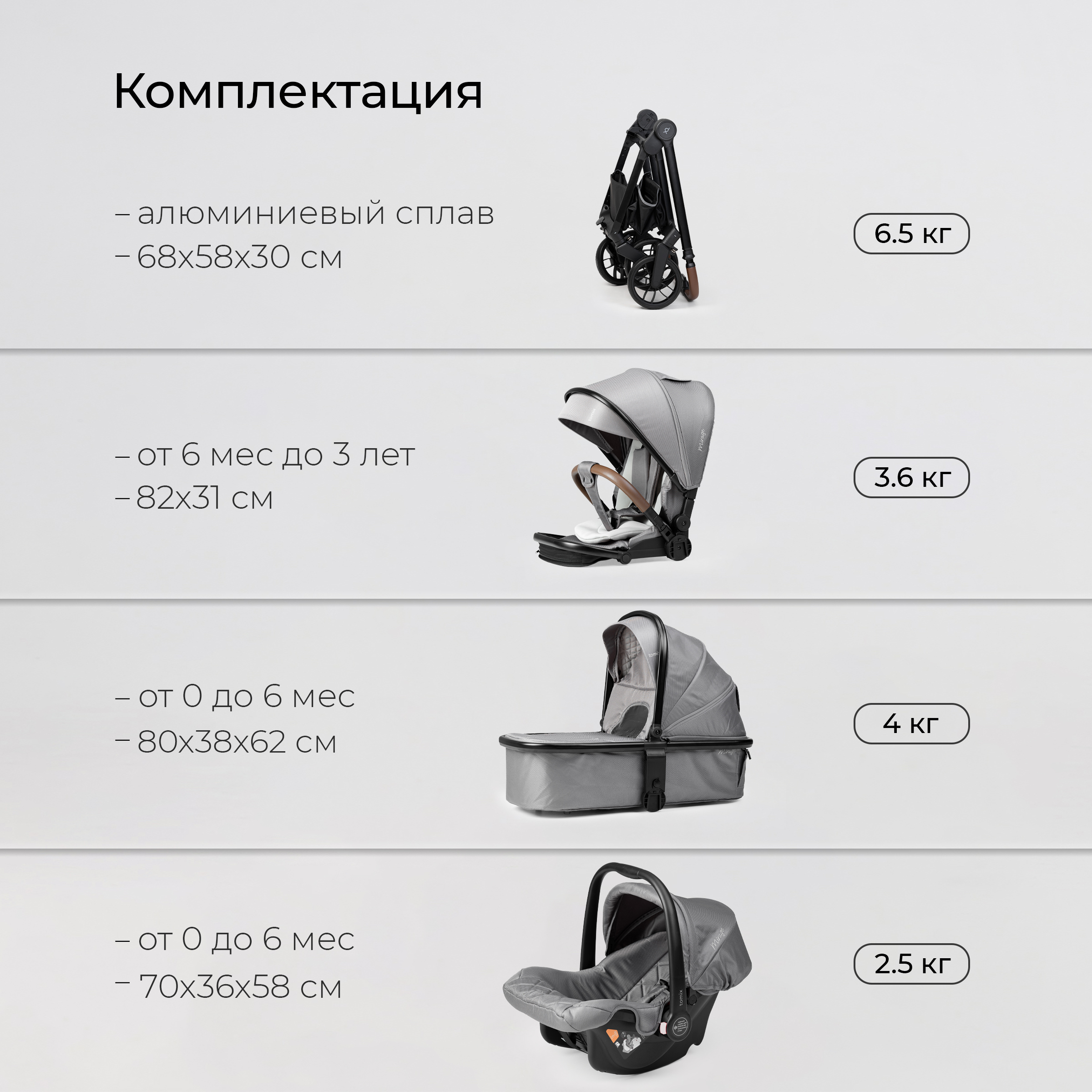 Коляска 3в1 Tomix Mirage - фото 20