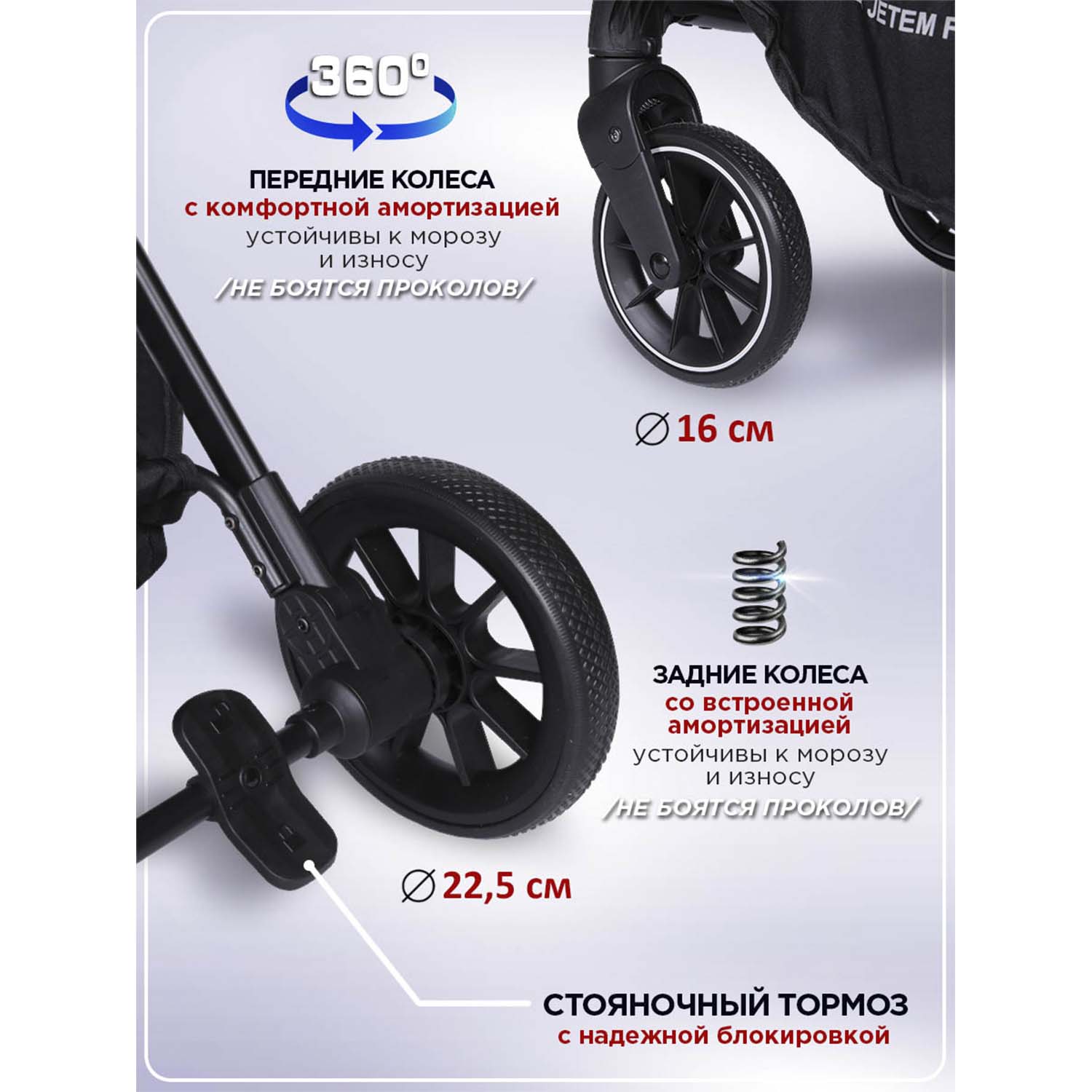 Коляска прогулочная Jetem Genesis серый - фото 4