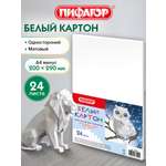 Белый картон Пифагор 24 лист.