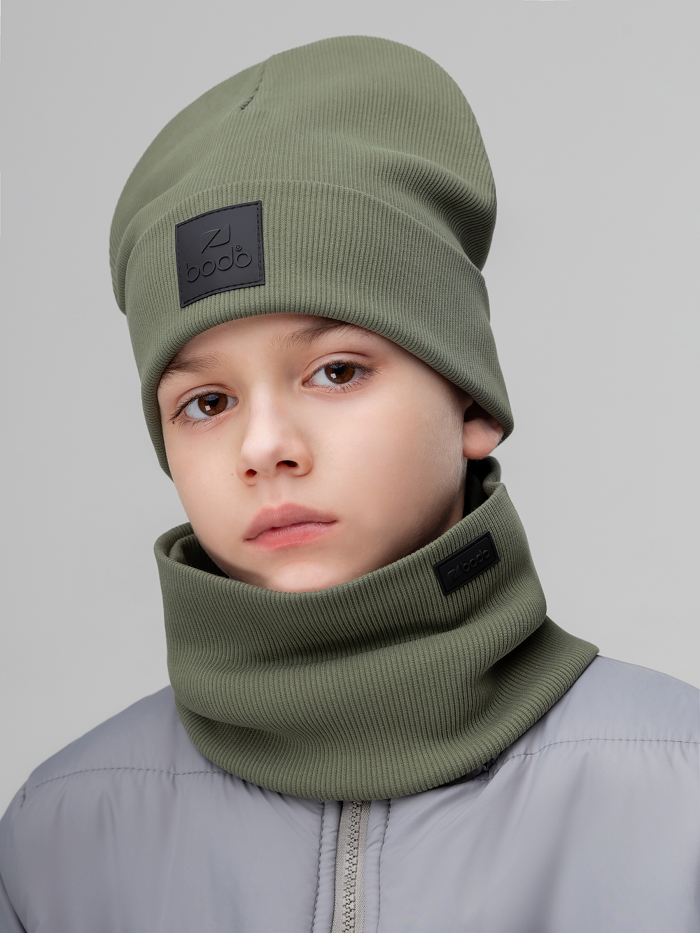 Шапка и снуд Bodo 13-162MU_темно-оливковый - фото 1
