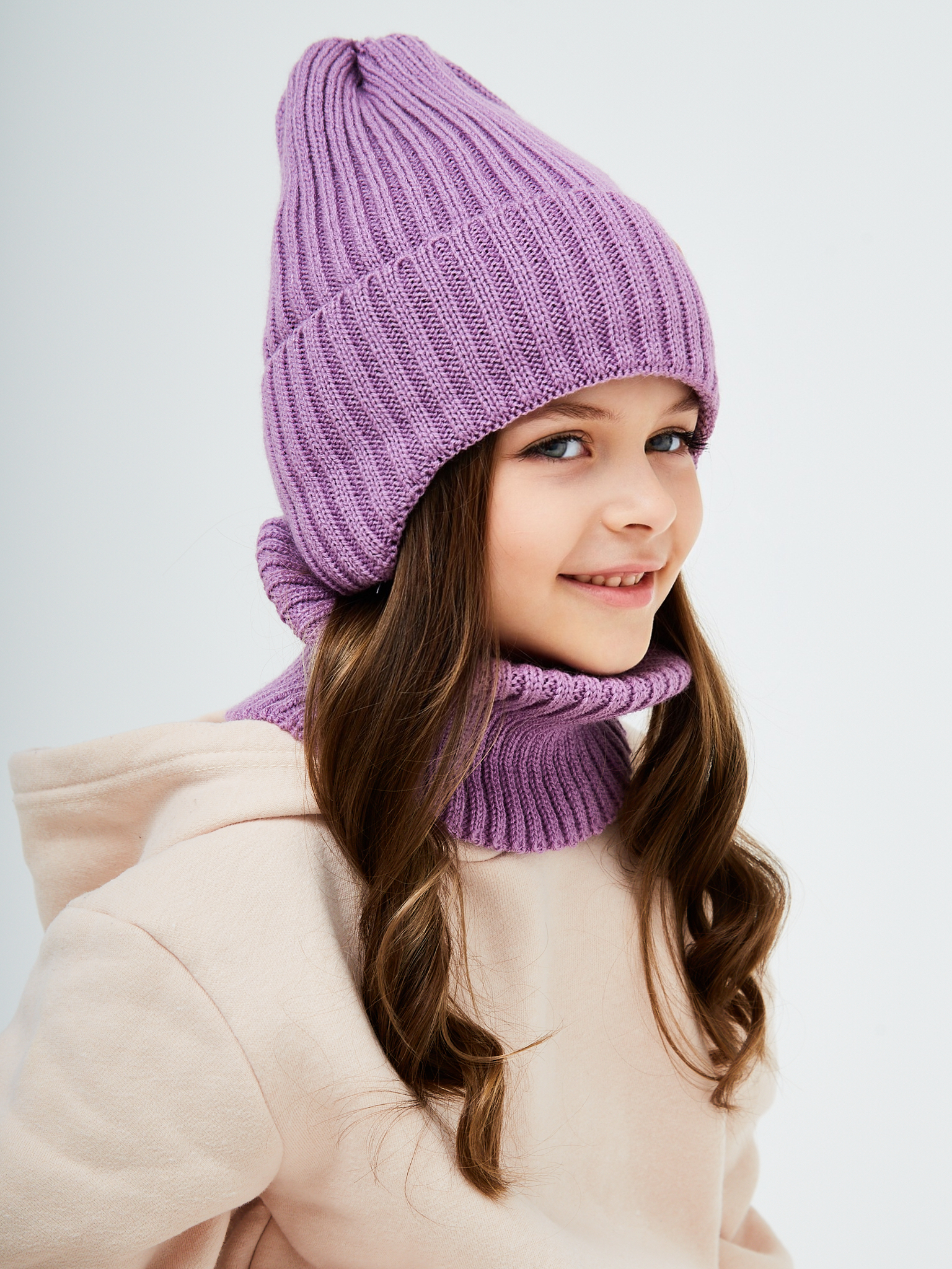 Шапка и снуд NYCkids NYC-H-56-zaviazki-lilac - фото 12