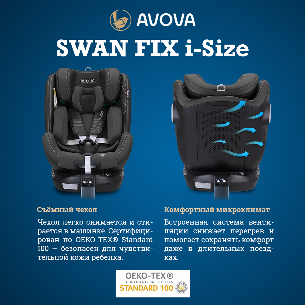Автокресло Avova Swan Fix i-size Isofix 0+/1/2 (0-25 кг) серый - фото 5
