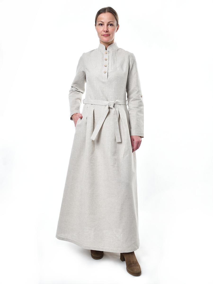 Платье Льняная Горница пл025-02/светло-серый - фото 2