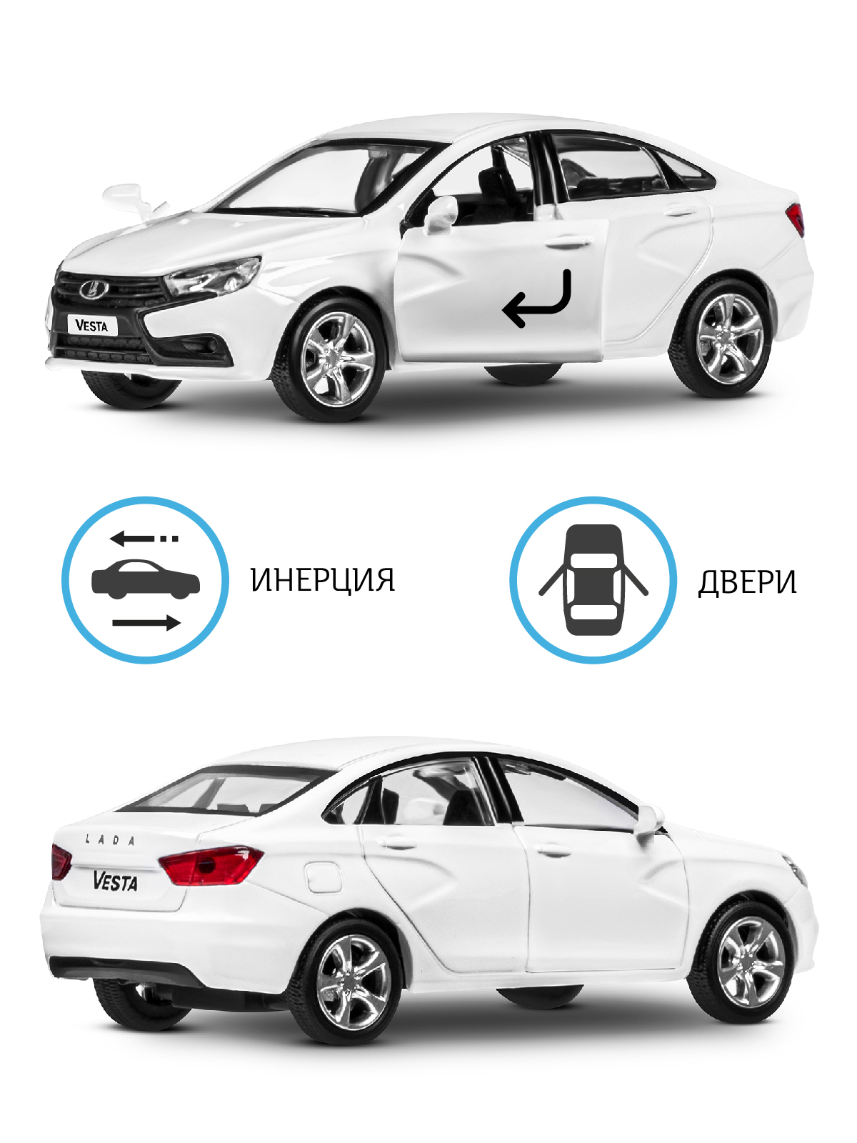Автомобиль АВТОпанорама LADA Vesta 1:43 JB1251621 - фото 2