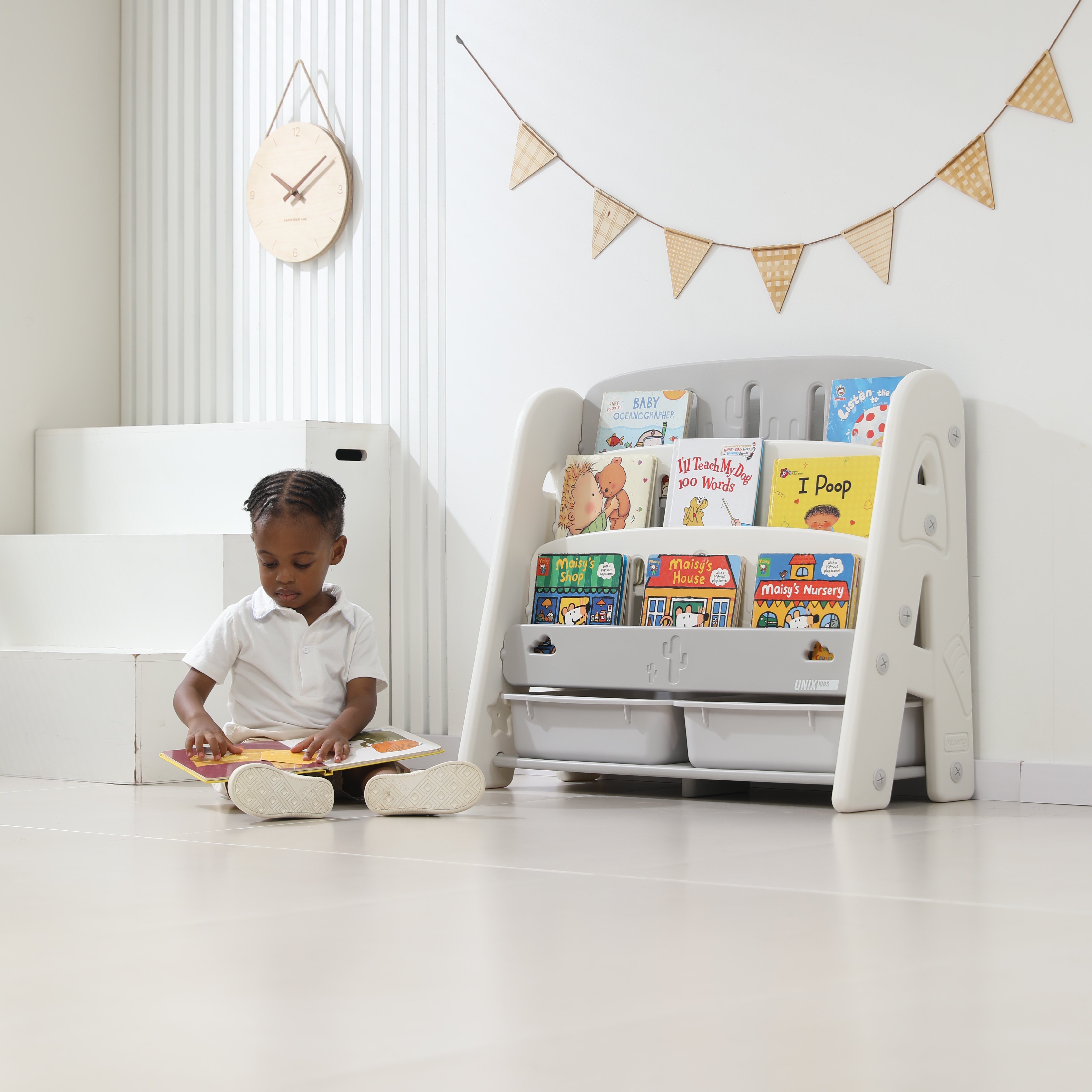 Стеллаж для книг UNIX Kids Сactus Grey - фото 15