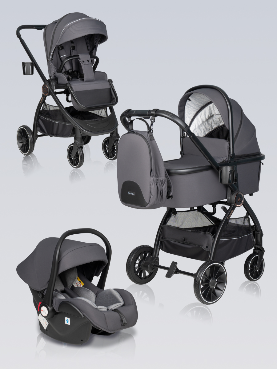 Коляска 3в1 Farfello Camille серый - фото 2