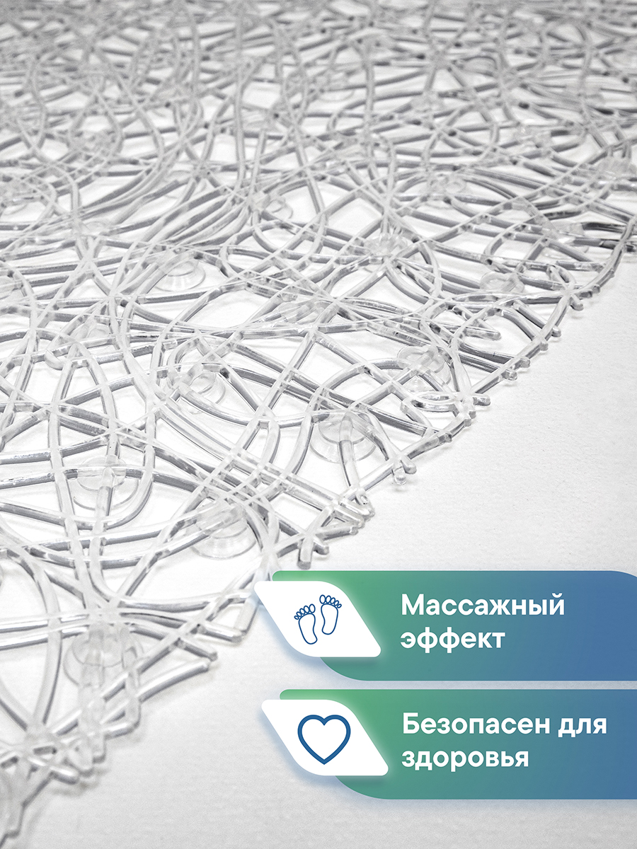 Коврик для ванной VILINA прозрачный 35 x 72 см 1 шт. - фото 2