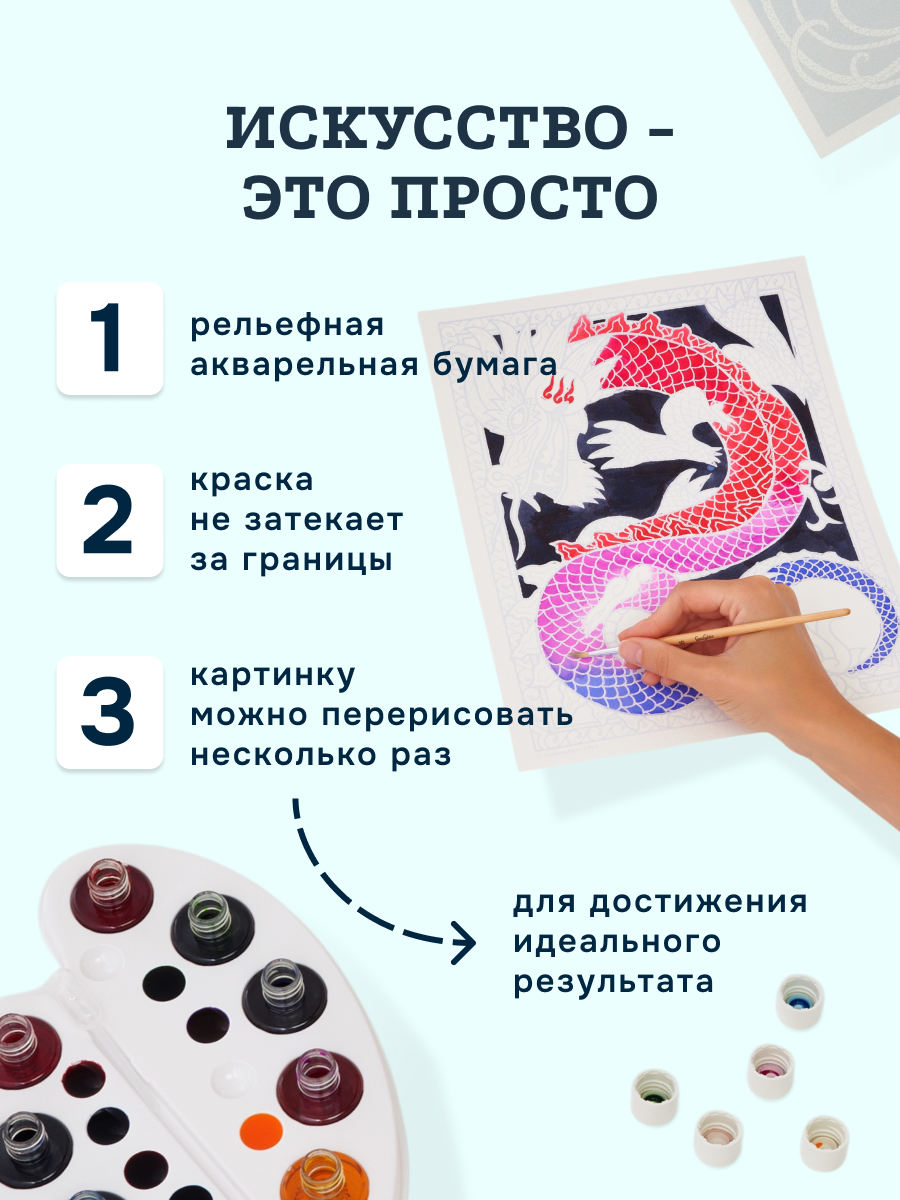 Набор для рисования SentoSphere Драконы акварель - фото 2