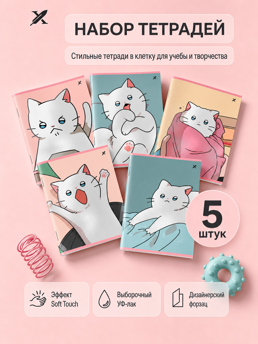Общая тетрадь Lorex Stationery клетка 48 лист. 5 шт. - фото 1