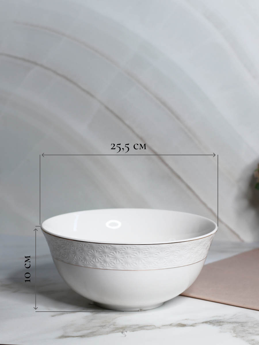 Набор фарфоровых салатников Balsford 2 штуки по 2,3 л белые с золотом - фото 4