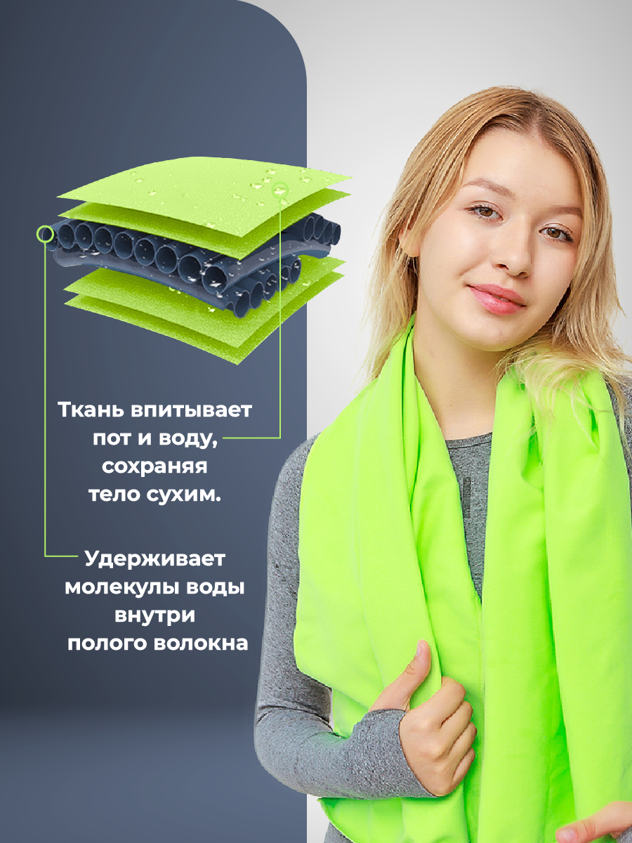 Полотенце спортивное OCEAS из микрофибры для фитнеса цвет салатовый - фото 5