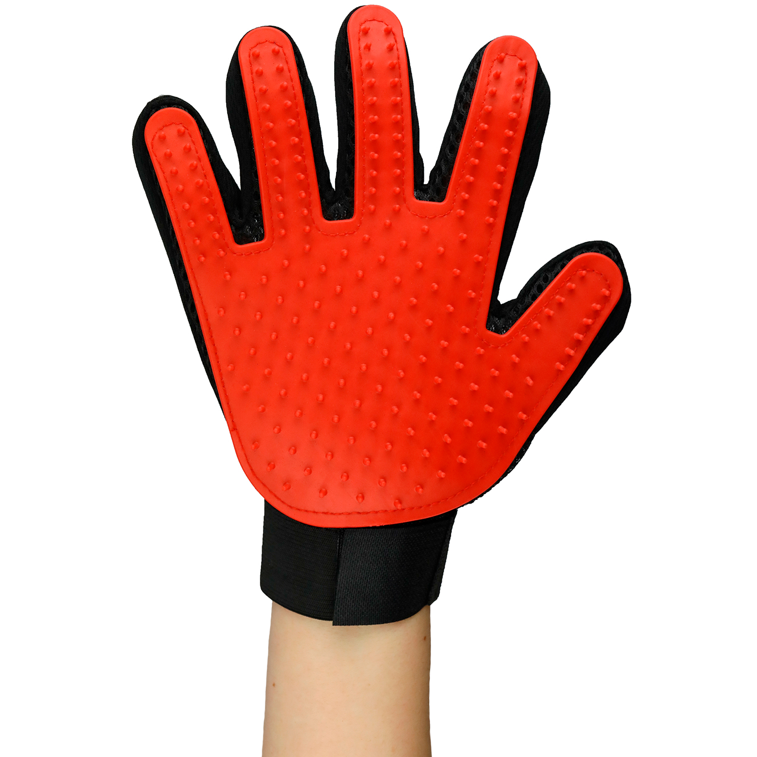 Перчатка для животных Не один дома Чистюля для вычесывания 23*18*4см красная - фото 4