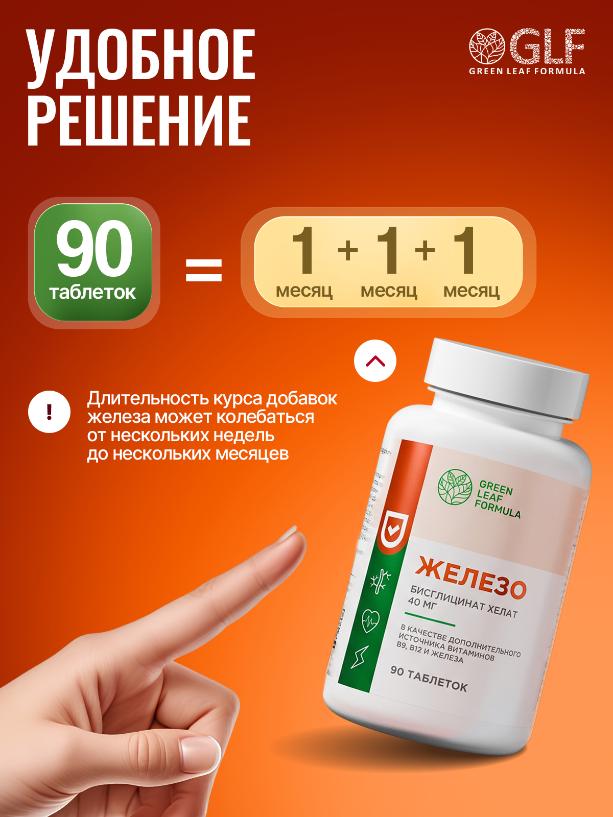 Железо хелат В12 В9 Green Leaf Formula витамины для женщин и мужчин - фото 6