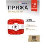 Пряжа для вязания Astra Premium плюшевая пушистый ворс полиэстер 100 гр 80 м 152 красный 2 мотка