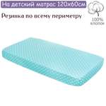 Простынь на резинке Lemony kids Stars Мятный 120х60 поплин