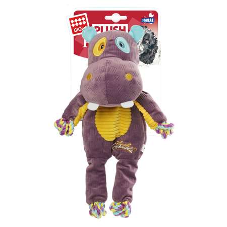 Игрушка для собак GiGwi Plush Friendz Бегемот с веревкой 34см