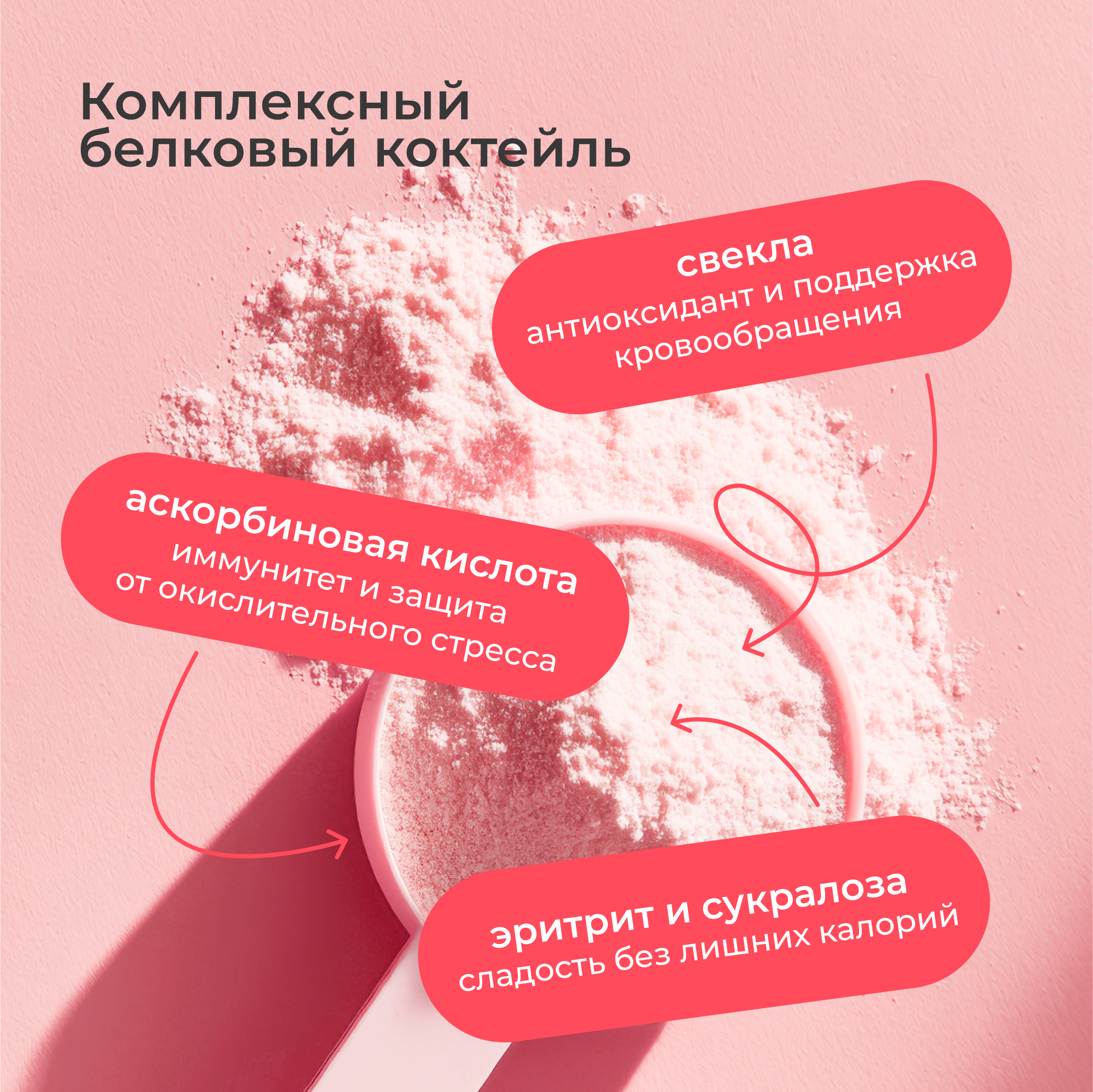 Протеиновый коктейль для похудения LeafToGo белковый коктейль для похудения без сахара, спелая малина, 450 г - фото 3