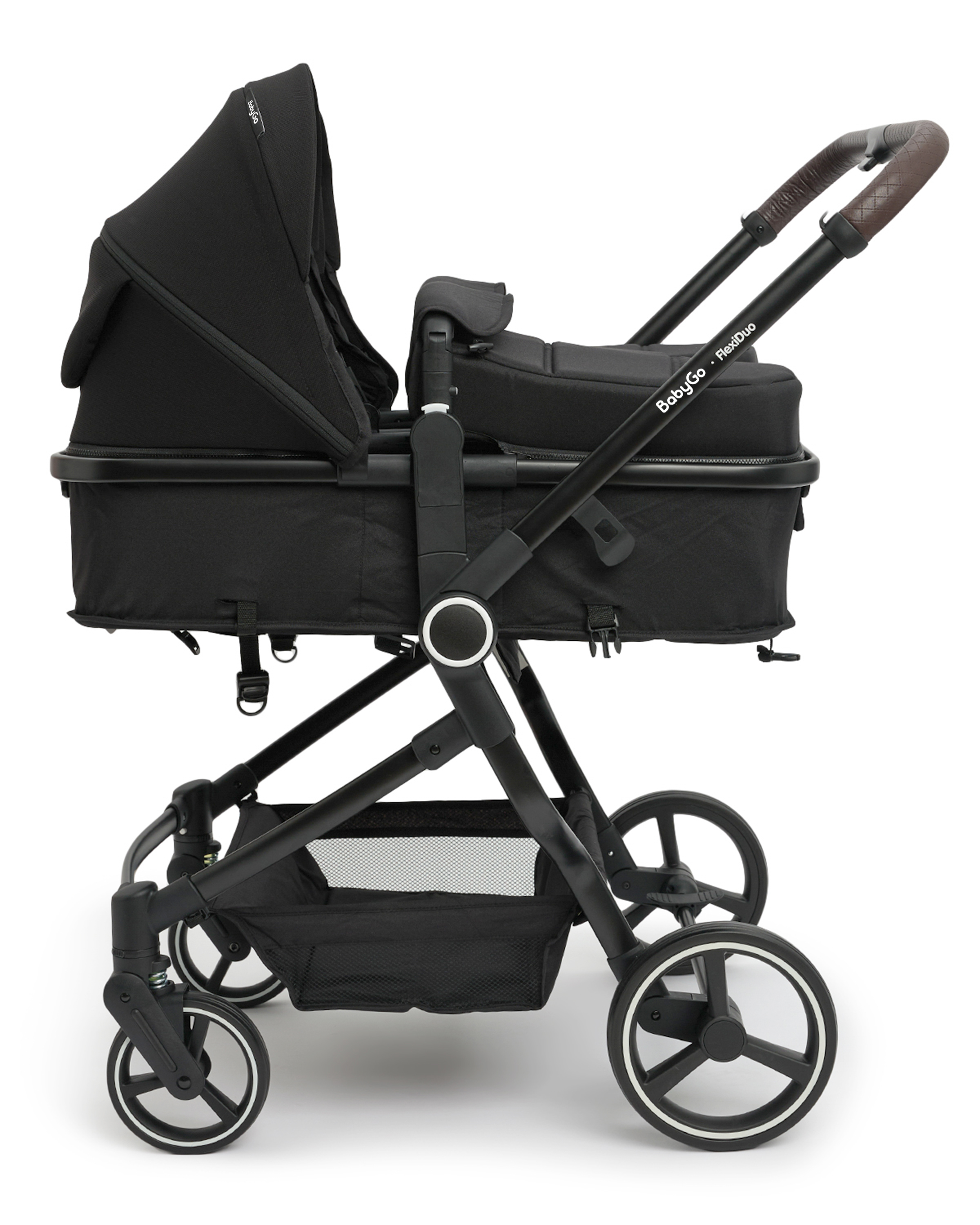 Коляска прогулочная для двойни BabyGo Flexi Duo New черный - фото 8