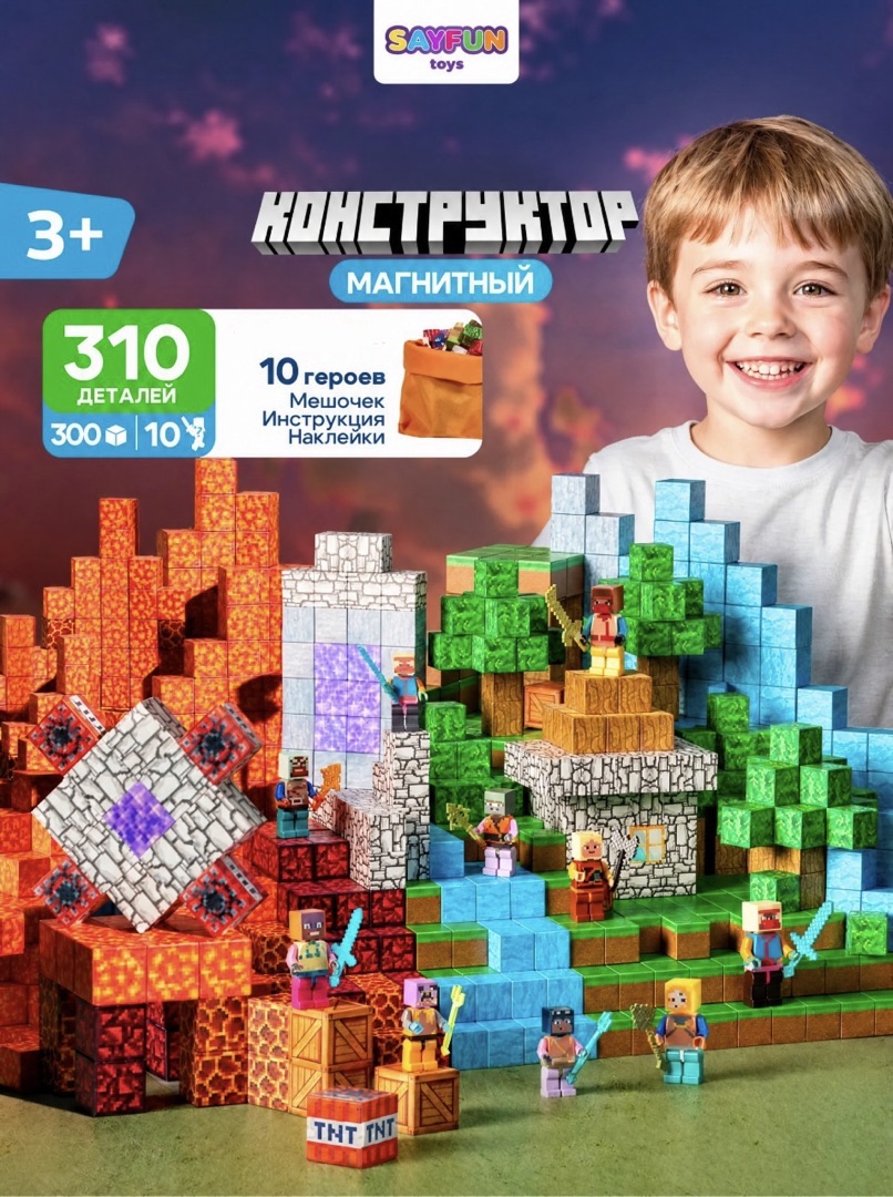 Конструктор SAYFUN toys магнитный 310 дет. - фото 1
