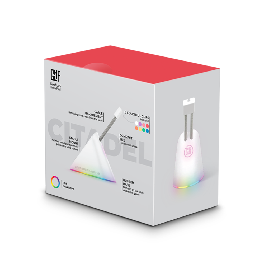 Держатель для провода GLHF Tower Mouse Bungee White RGB 8 сменных колпачков - фото 6