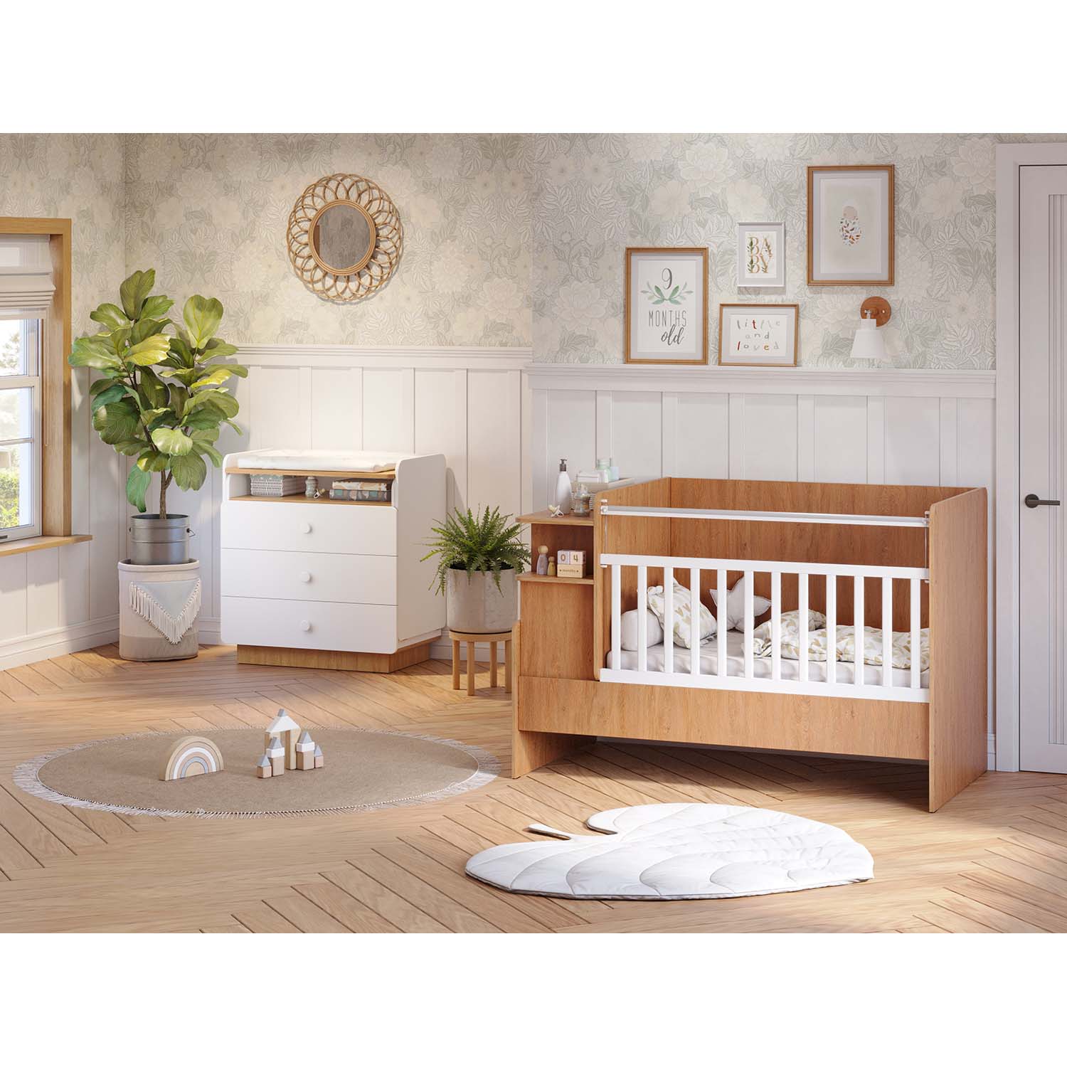 Детская кроватка Polini kids Ameli прямоугольная, без маятника (белый, дуб сонома) - фото 29