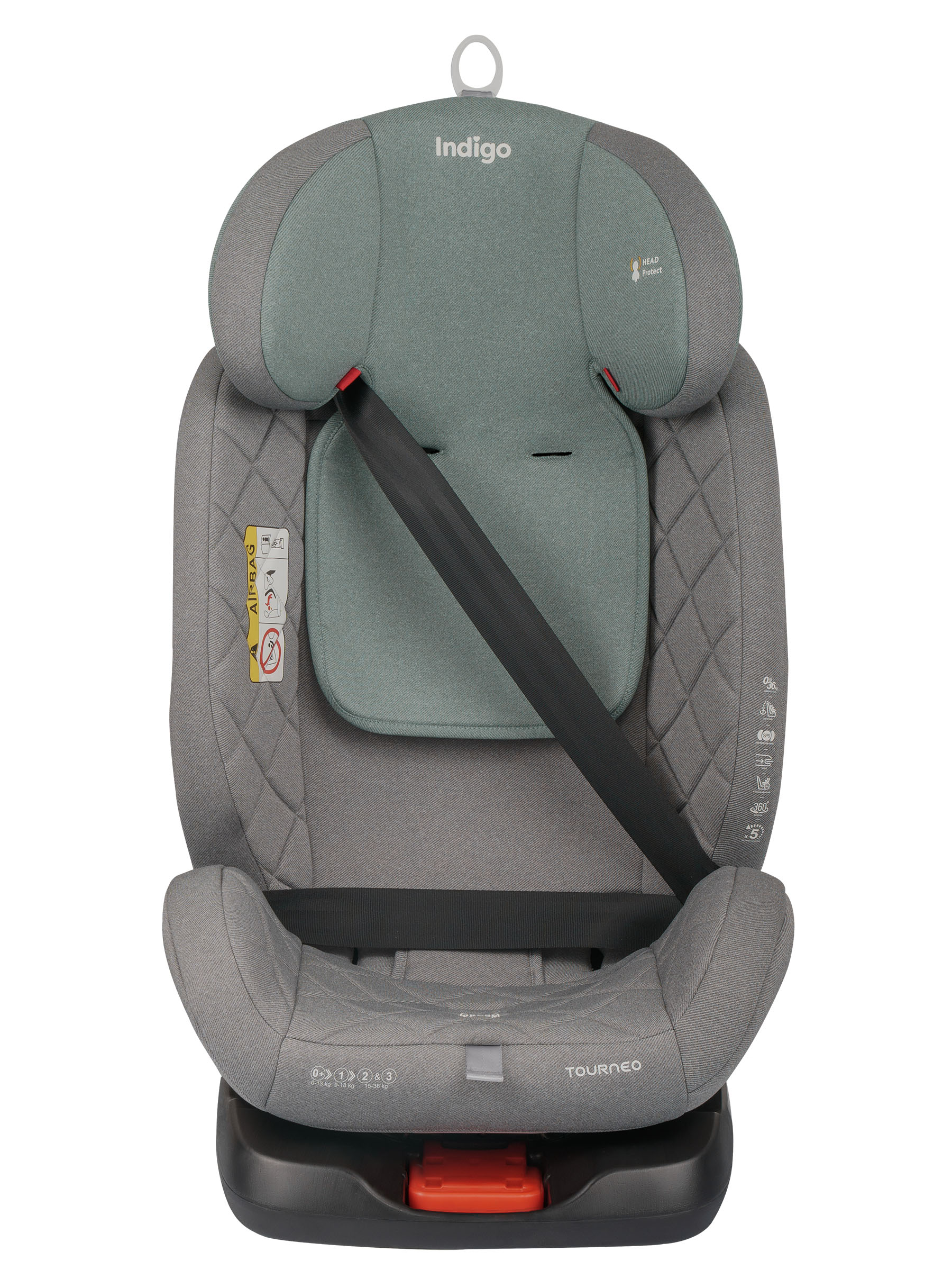 Автокресло Indigo Tourneo S серый-зеленый Isofix 0+/1/2/3 (0-36 кг) зеленый - фото 28