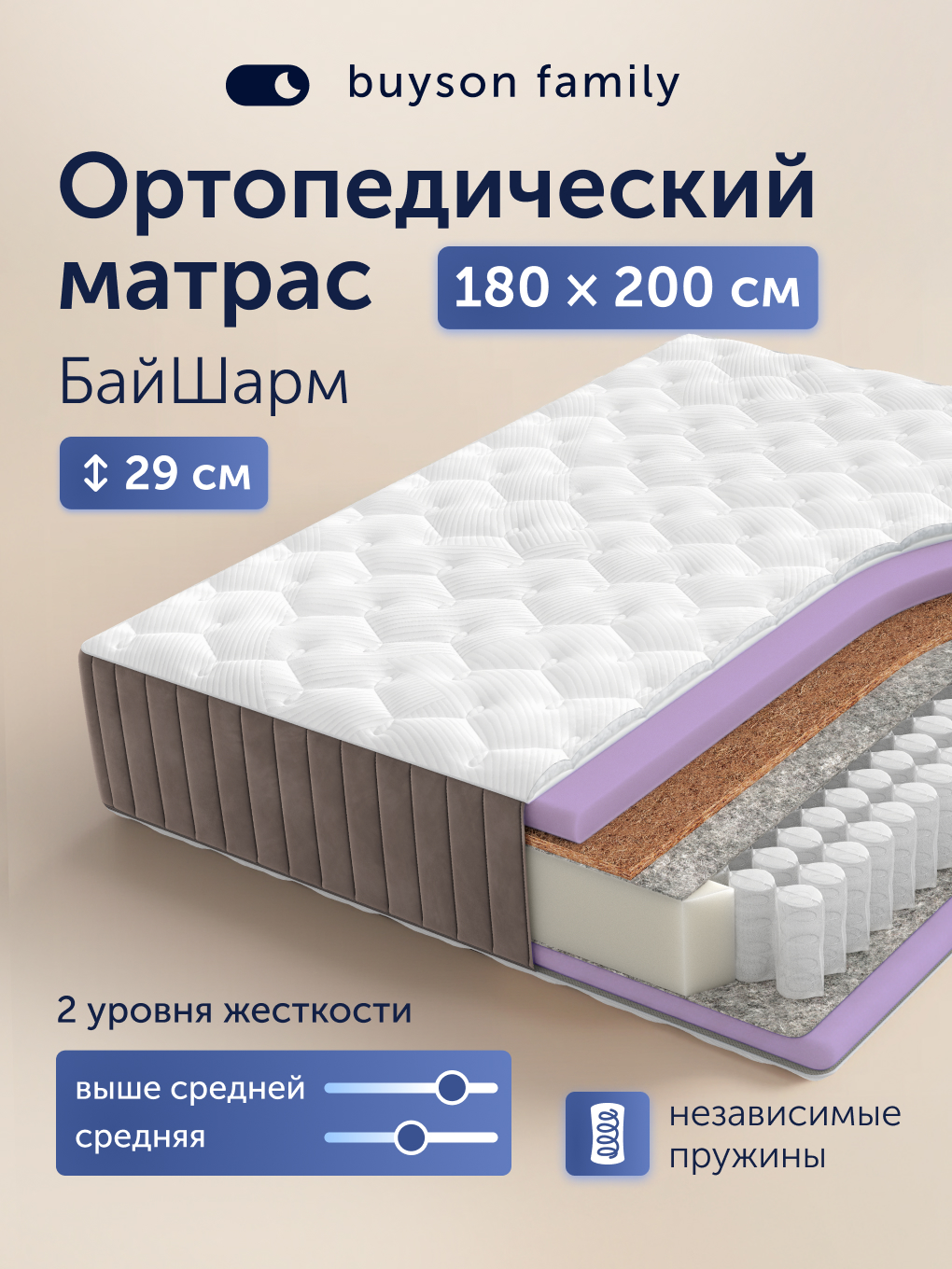 Матрас buyson БайШарм 180х200 - фото 1