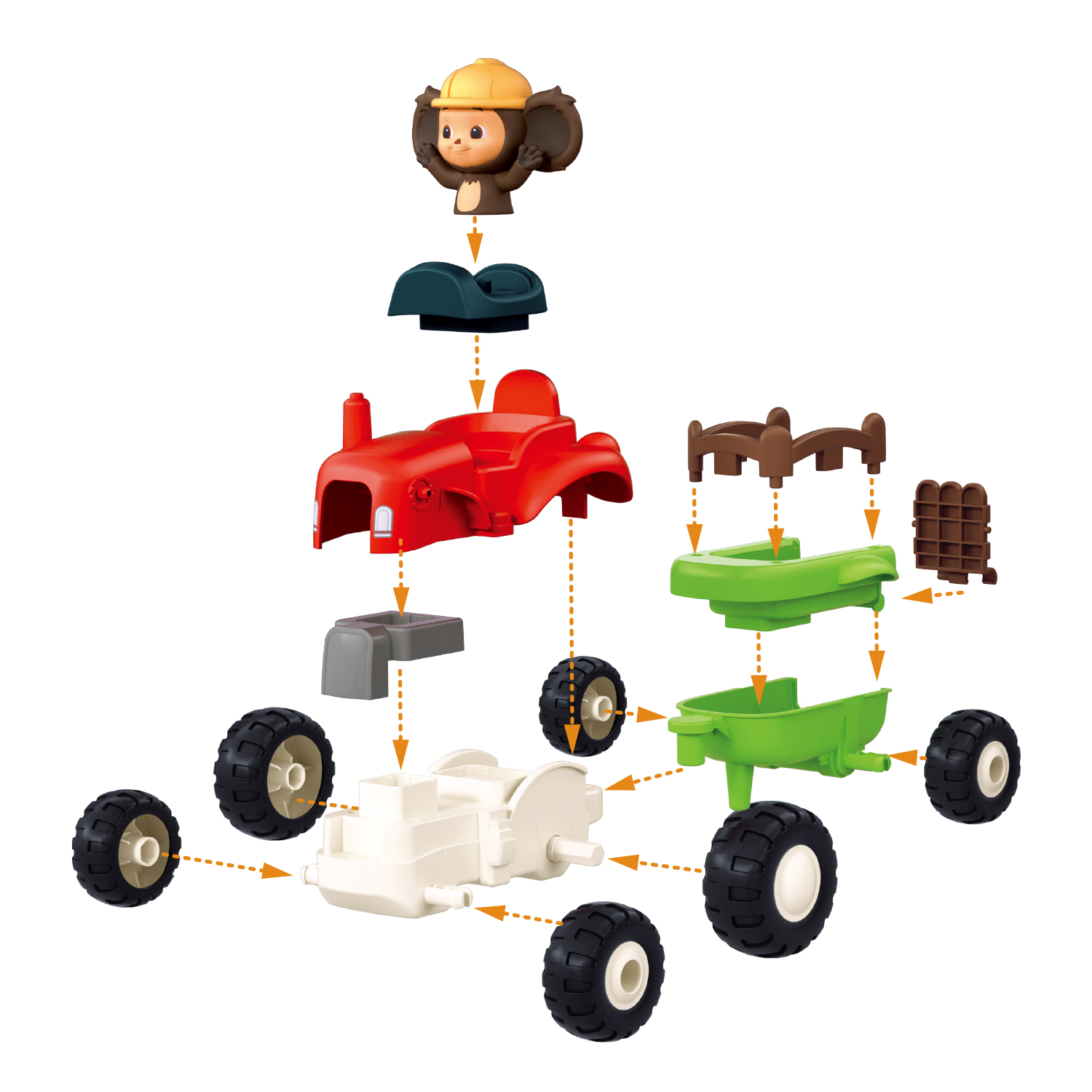 Конструктор SLUBAN Чебурашка на тракторе 15 дет. - фото 4