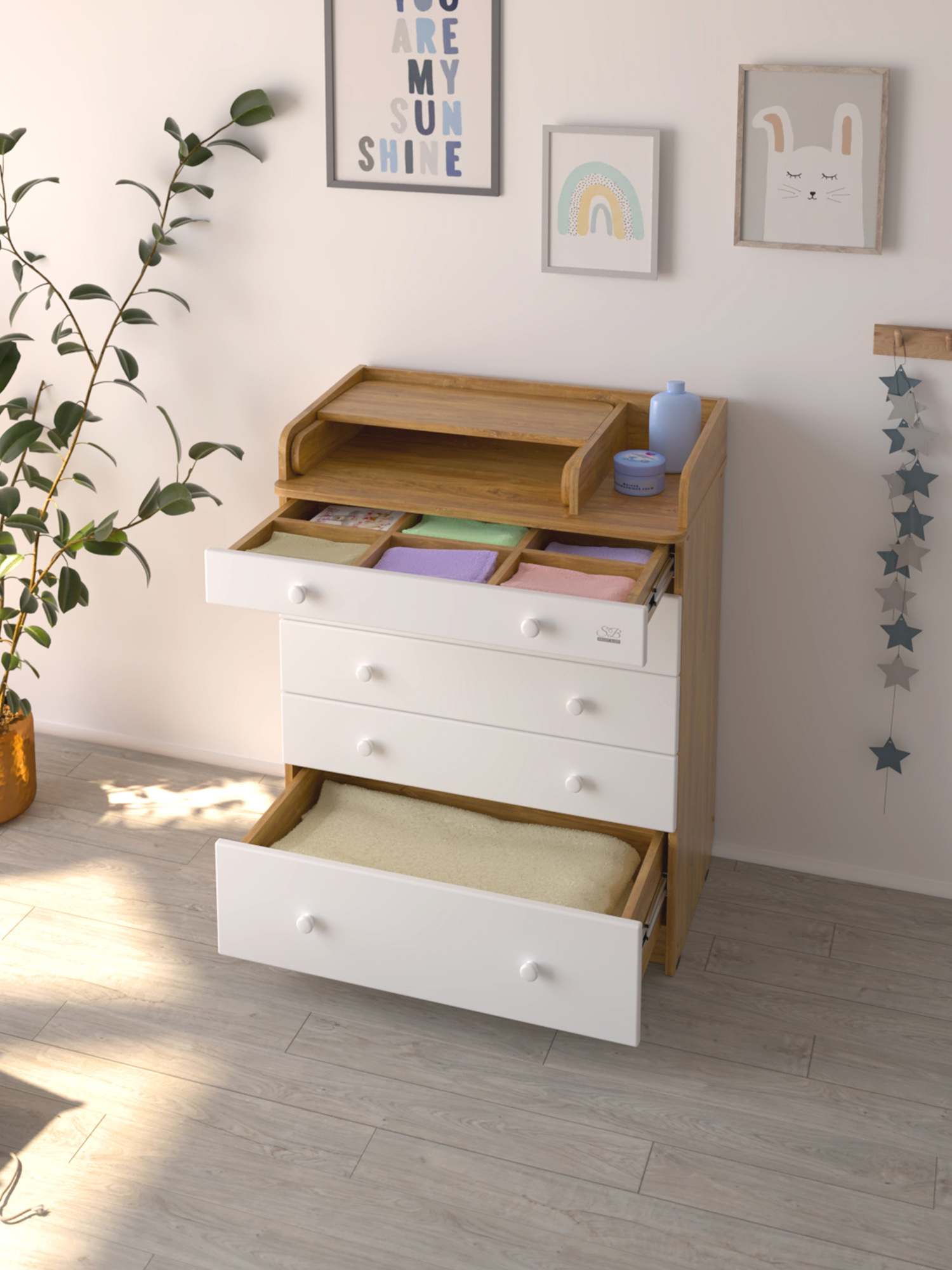 Комод пеленальный Sweet Baby Marsala (дуб, белый) - фото 9