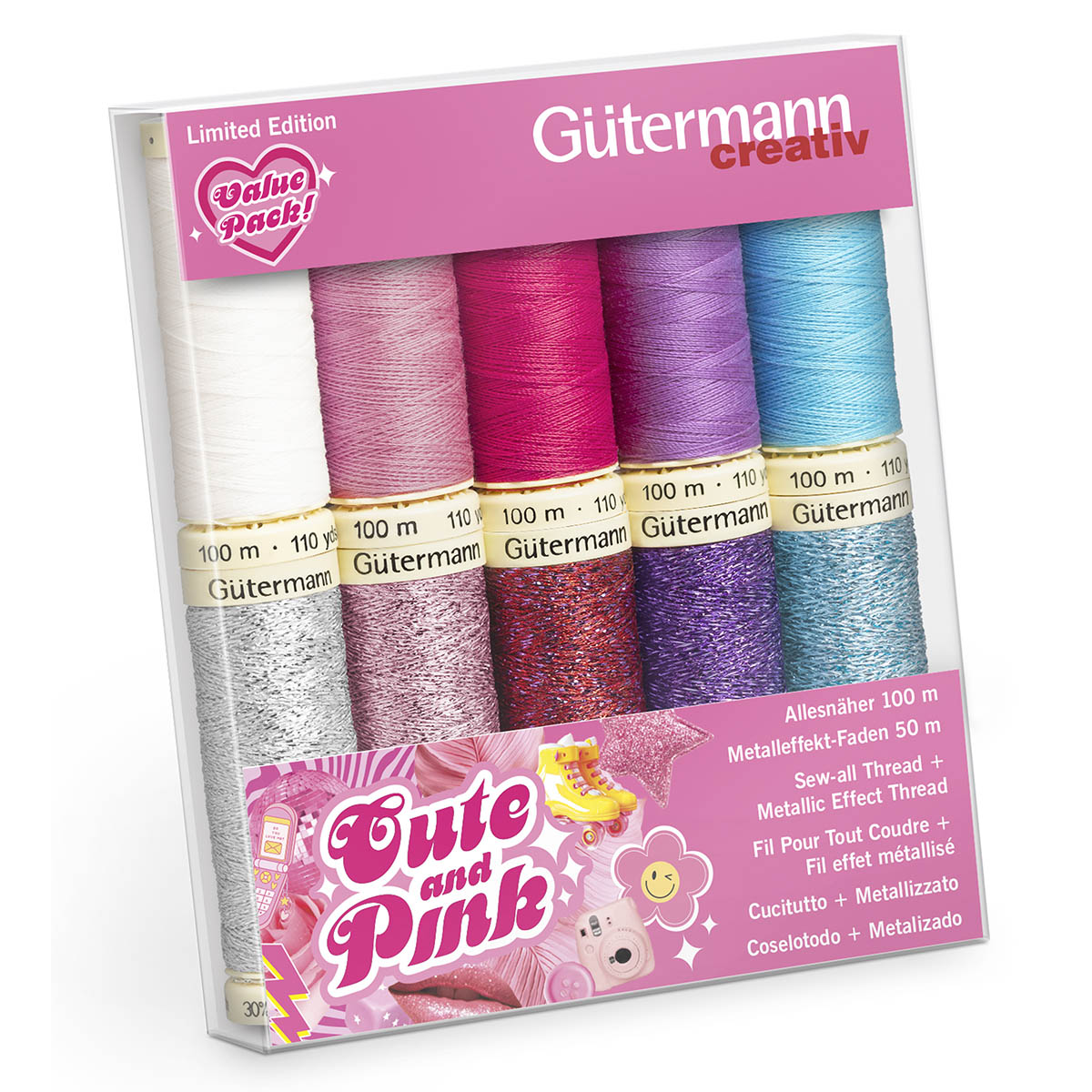 Нитки для шитья в наборе Sew-All Guttermann 100м 5шт+W331 50м 5шт - фото 2