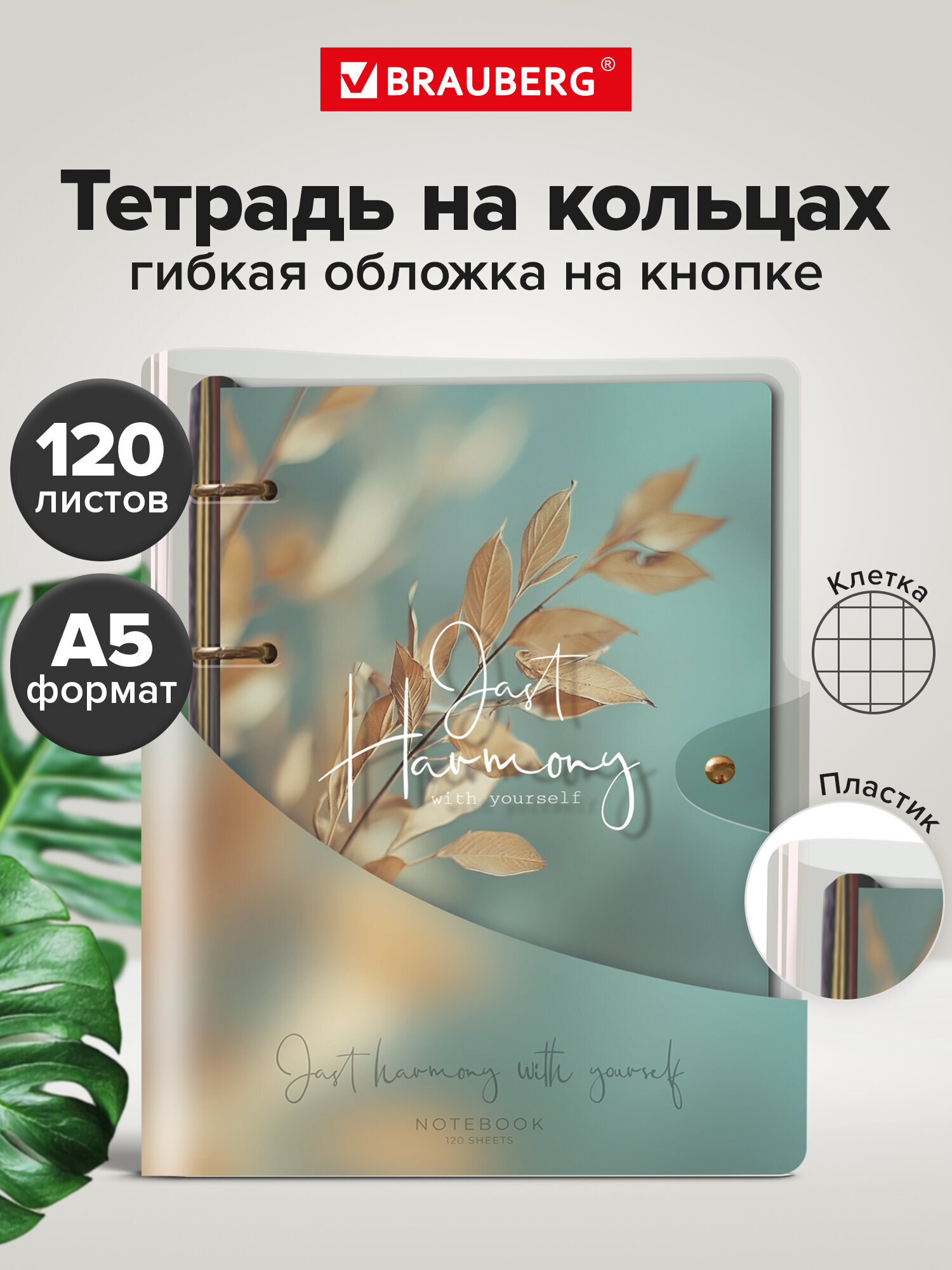 Тетрадь со сменным блоком Brauberg клетка 120 лист. - фото 1