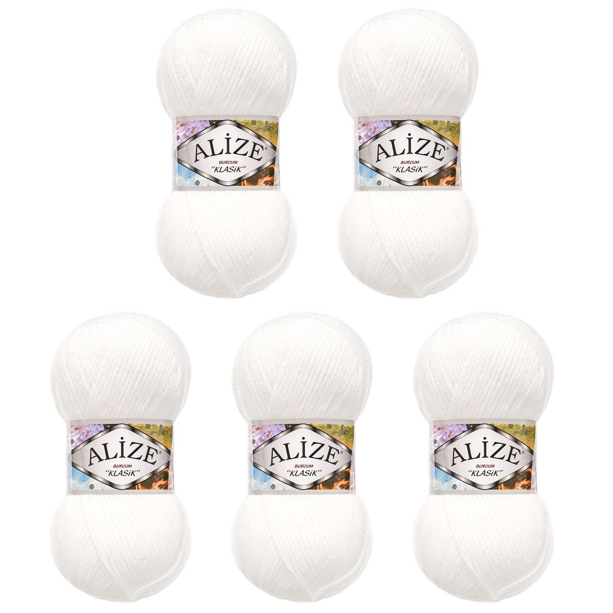 Пряжа Alize демисезонная универсальная акрил Burcum Klasik 100 гр 210 м 5 мотков 55 белый - фото 6