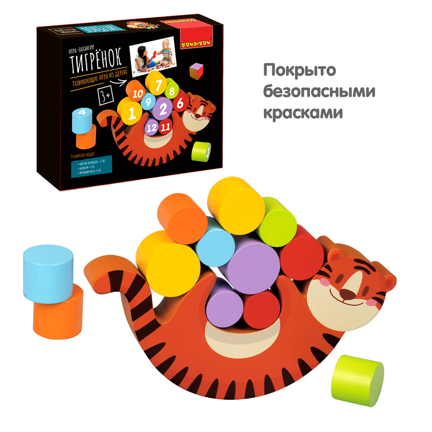 Настольная игра Bondibon балансир деревянный Тигренок - фото 9