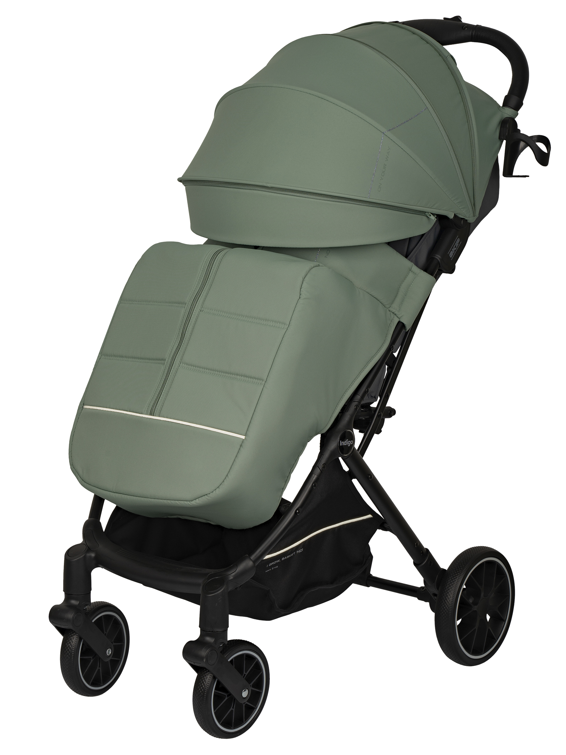 Коляска прогулочная Indigo Skip для путешествий, зеленый зеленый - фото 12