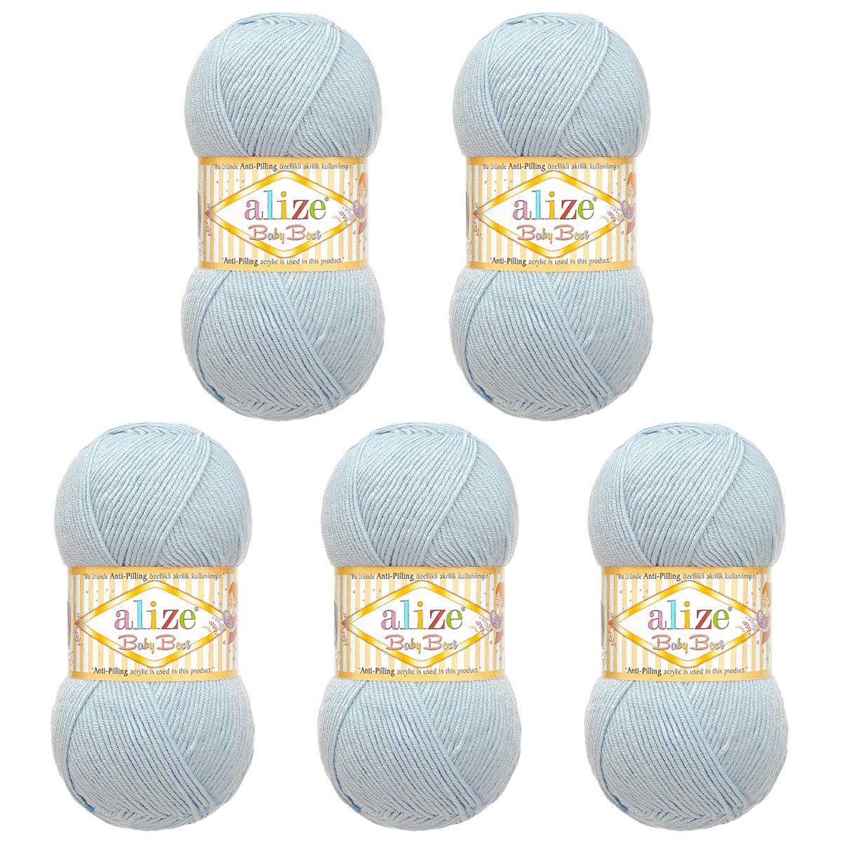 Пряжа для вязания Alize baby best бамбук акрил с эффектом антипиллинг 100 г 240 м 40 голубой 5 мотков - фото 6
