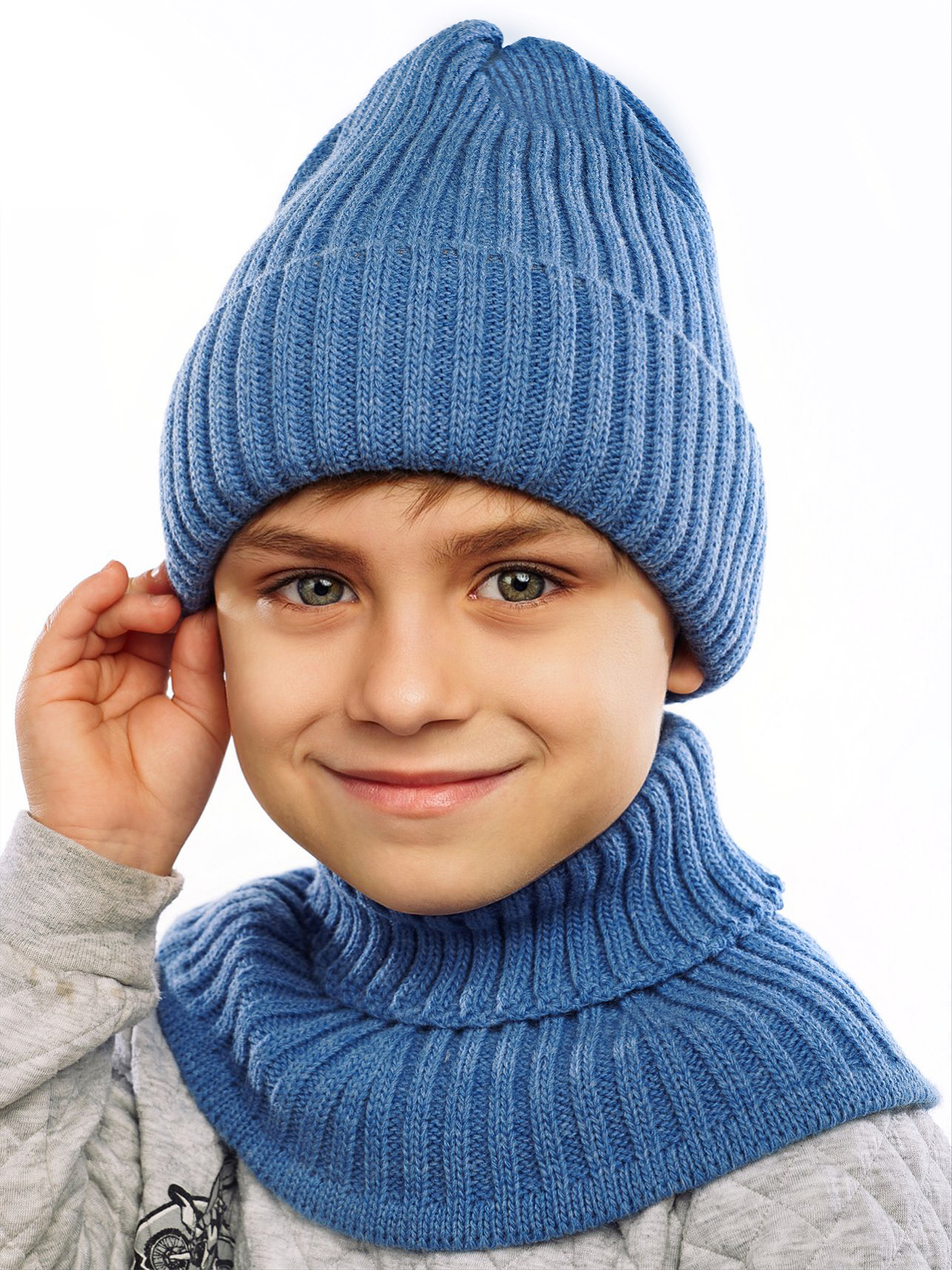 Шапка и снуд ПриКиндер U-W_233979 Цвет: Джинс - фото 9