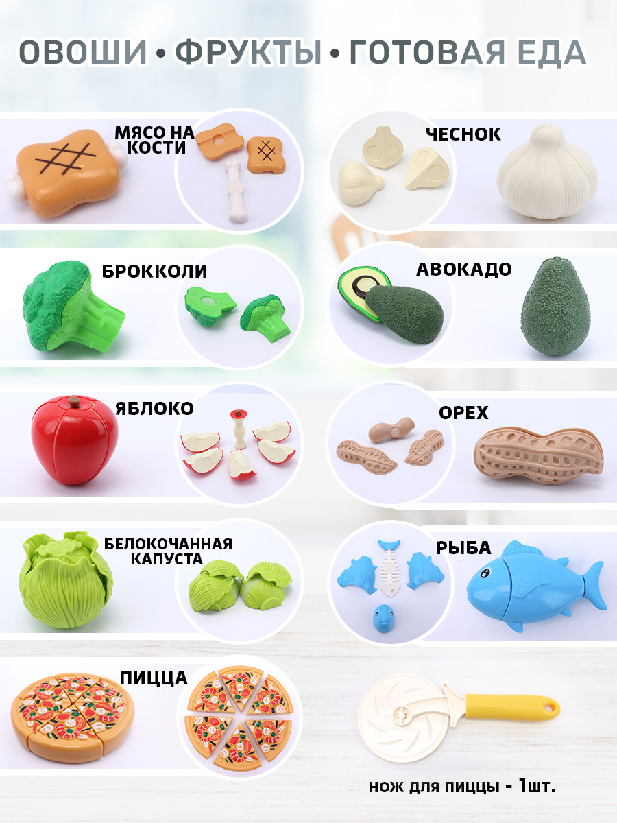 Игрушка TIPTOPOLIS Пицца и разрезная еда 10 предм. - фото 2