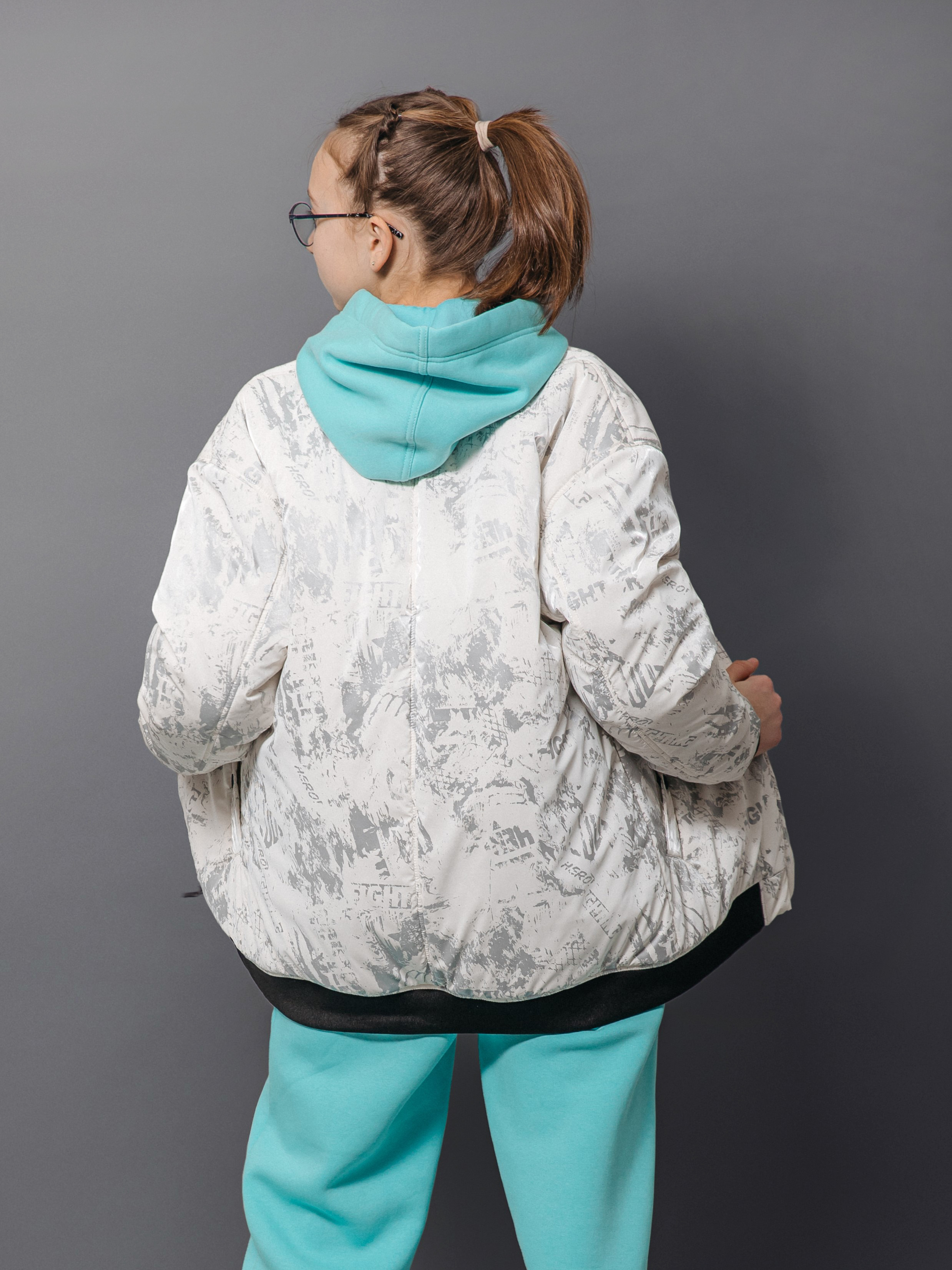 Бомбер Аврора 1043-Д/белый-принт - фото 2