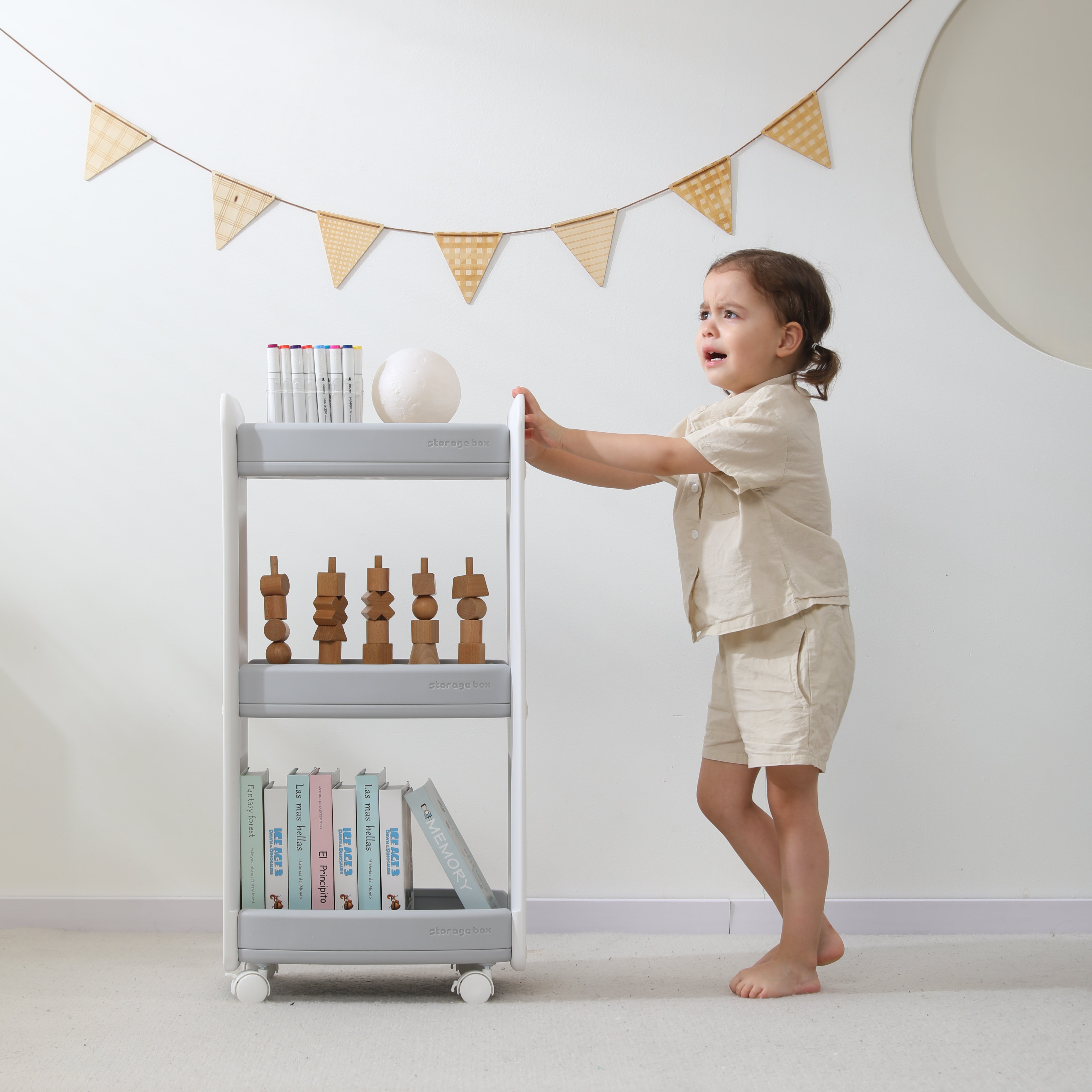 Тумба-стеллаж UNIX Kids Storagebox 3 levels Grey - фото 9