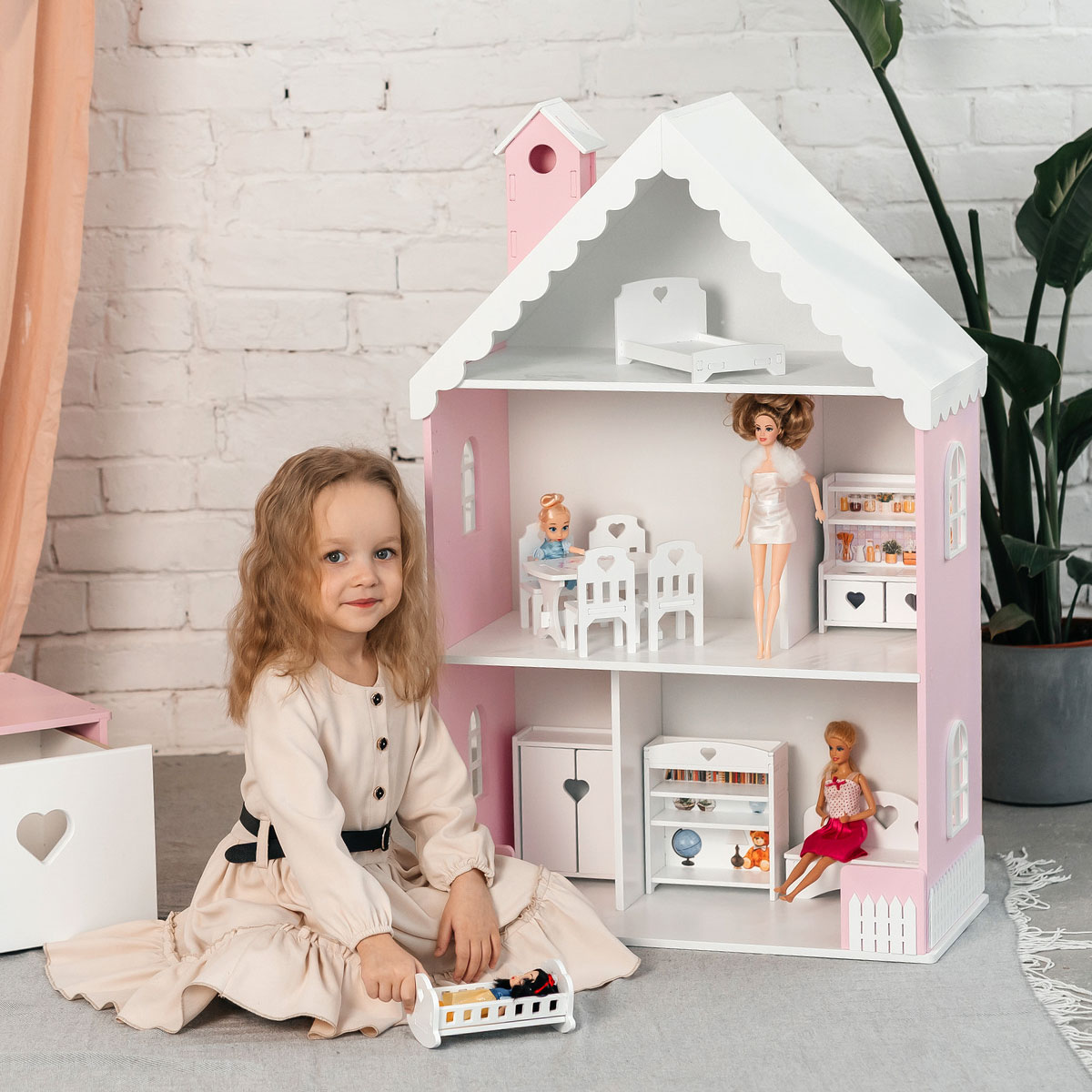 Домик для кукол Pema kids ВероникаРозБел - фото 1