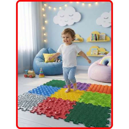 Детский развивающий коврик пазл SPORTO.ONE, Яркий день 9 модулей - для игр и активного отдыха