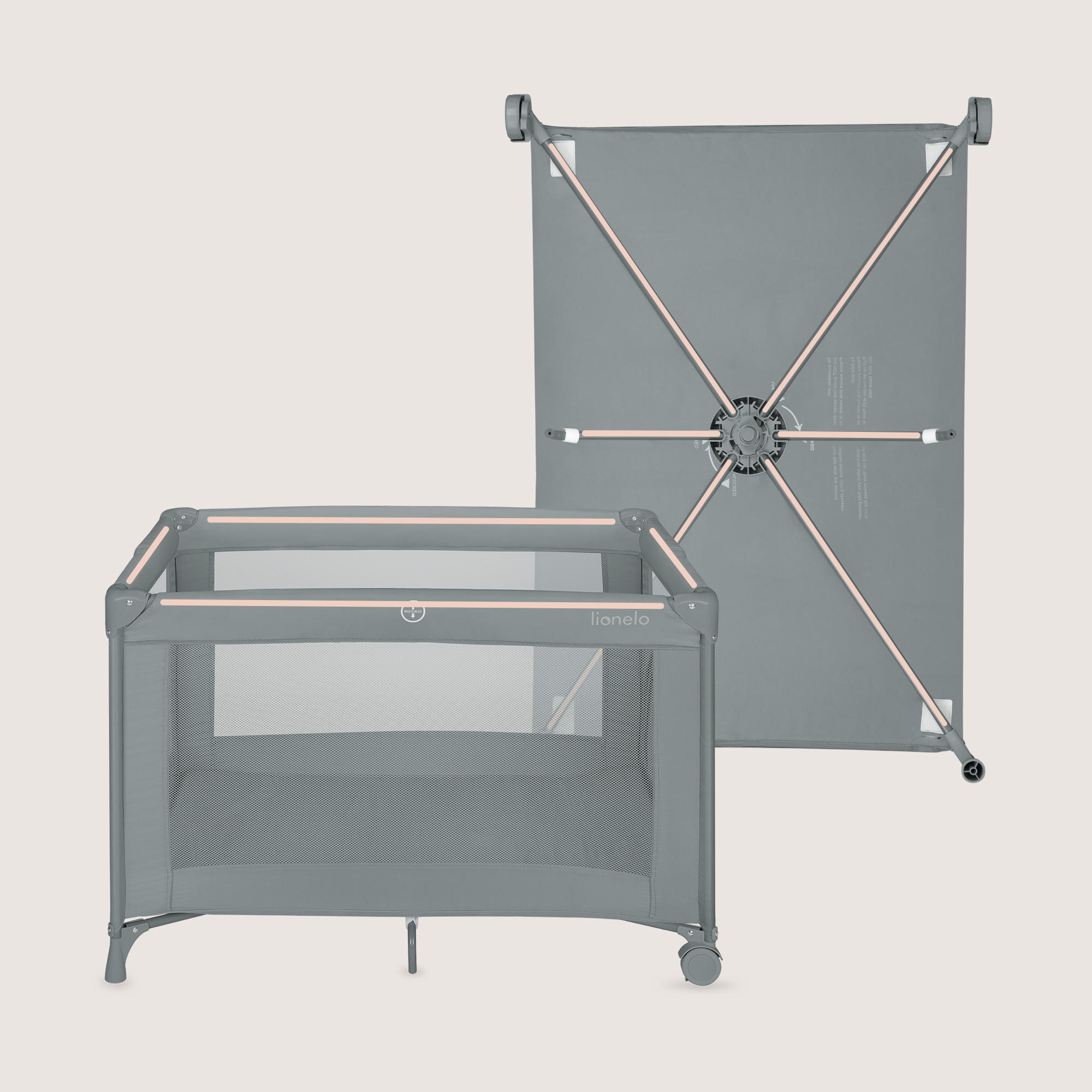 Манеж кровать Lionelo серый LO-AMELIE GREY CONCRETE - фото 2