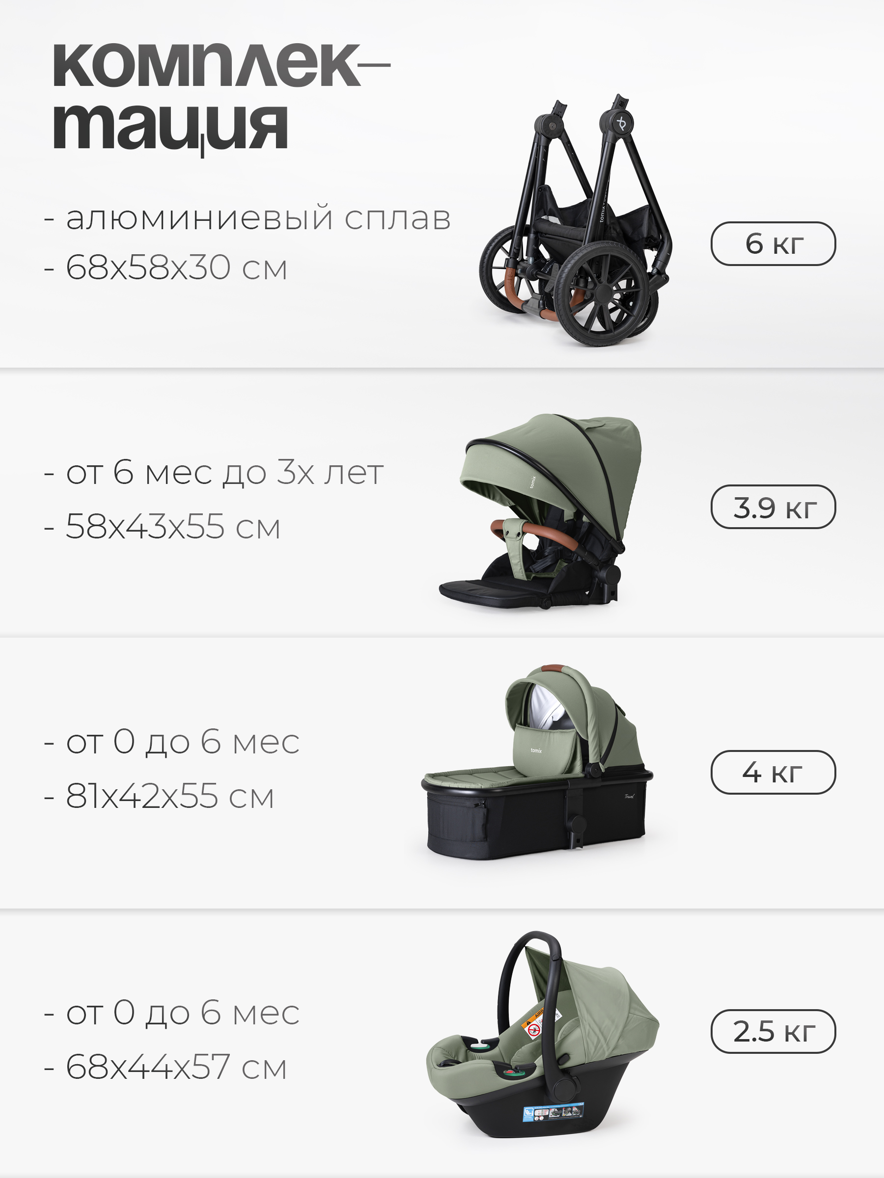 Коляска 3в1 Tomix Travel зеленый - фото 20