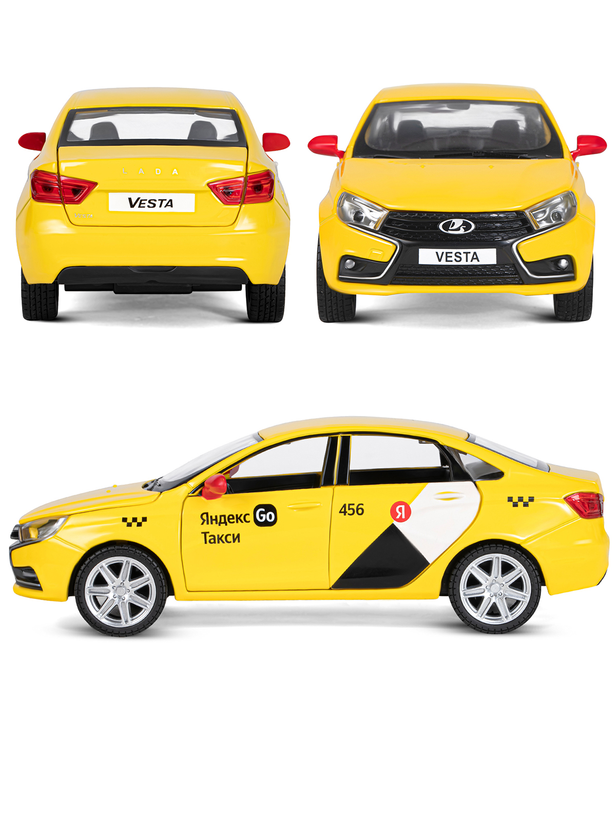 Автомобиль Яндекс GO LADA Vesta Такси озвучено Алисой 1:24 желтый JB1251345/Яндекс GO - фото 7