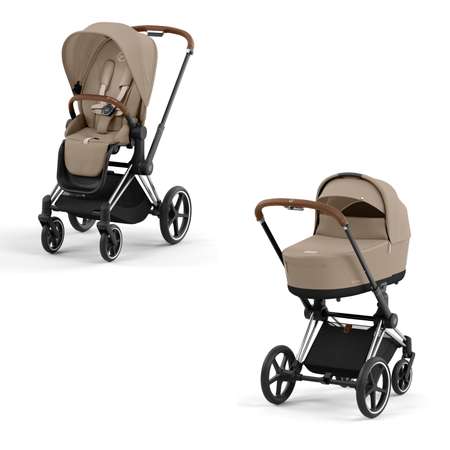 Коляска 2в1 Cybex Priam IV Chrome Brown бежевый
