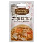 Корм для кошек Деревенские лакомства суп из курицы с креветкой и гребешком пауч 35г