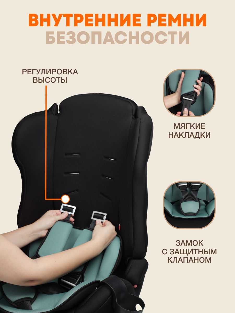 Автокресло ZLATEK Atlantic lux 1/2/3 (9-36 кг) зеленый - фото 6